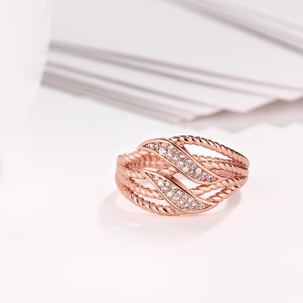 Wholesale Romantic Rose Gold Plant White CZ Ring Fine Jewelry Wedding Anniversary Party  Gift TGGPR230 0