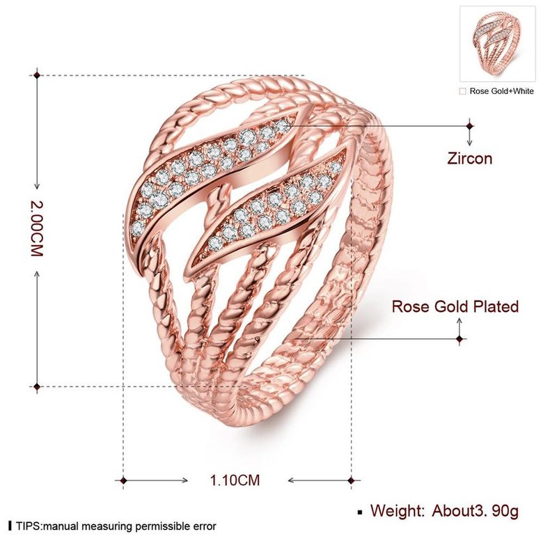 Wholesale Romantic Rose Gold Plant White CZ Ring Fine Jewelry Wedding Anniversary Party  Gift TGGPR230 1