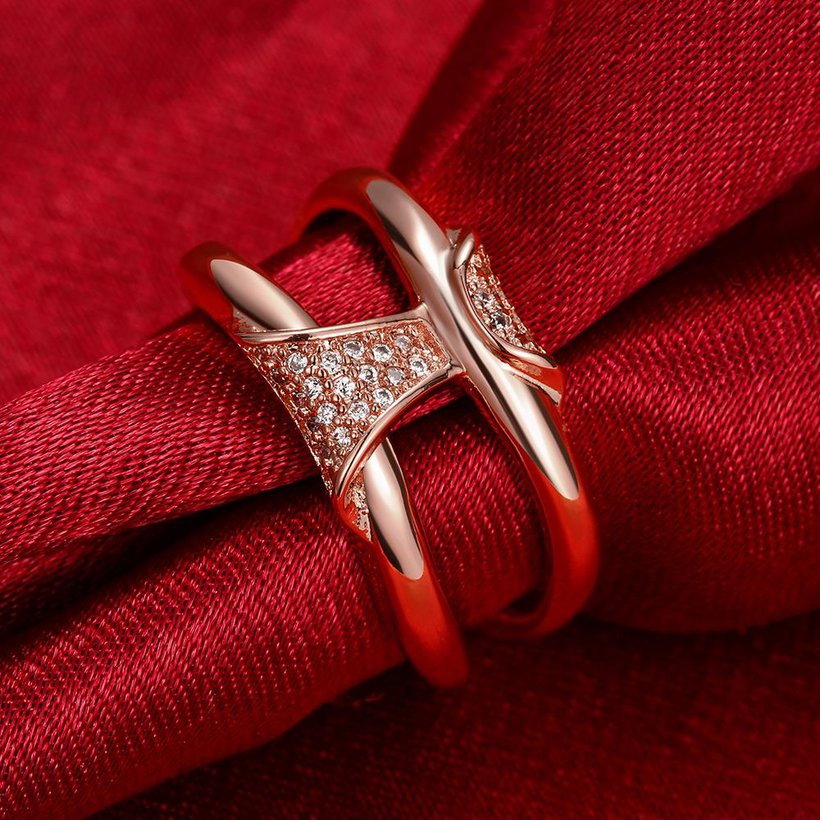 Wholesale Neg design fashion jewelry Classic rose Gold Geometric White CZ Ring TGGPR244 0