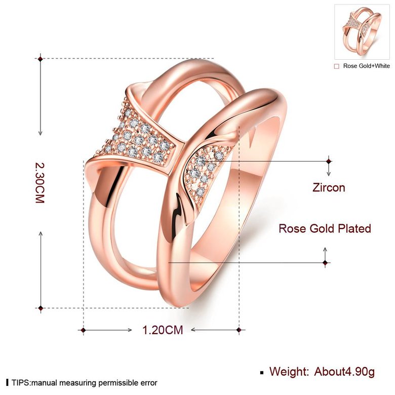 Wholesale Neg design fashion jewelry Classic rose Gold Geometric White CZ Ring TGGPR244 1