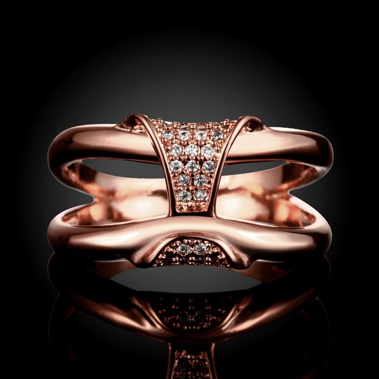Wholesale Neg design fashion jewelry Classic rose Gold Geometric White CZ Ring TGGPR244 2