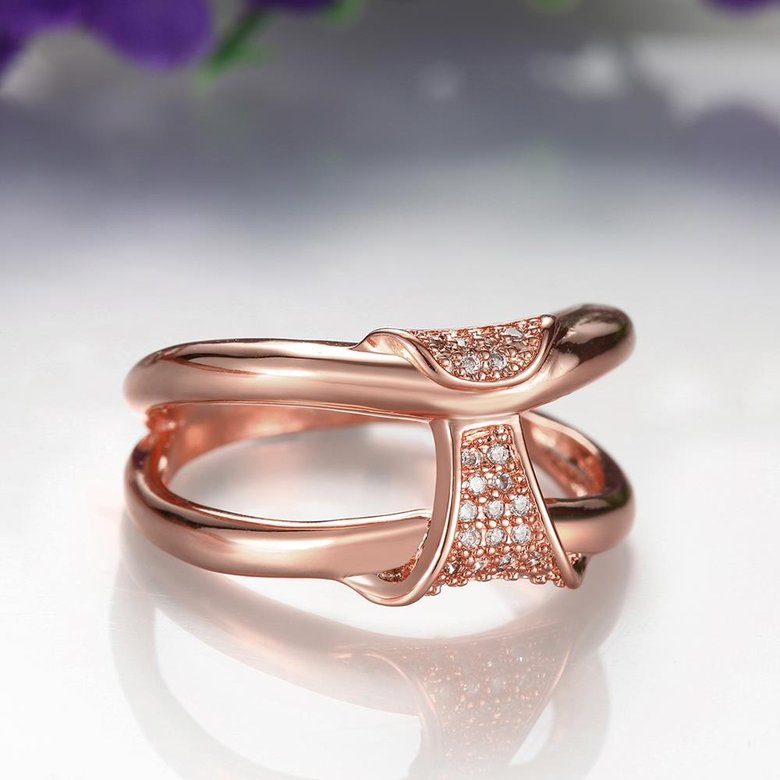 Wholesale Neg design fashion jewelry Classic rose Gold Geometric White CZ Ring TGGPR244 3