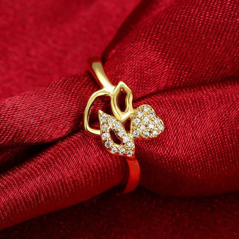 Wholesale New design 24K Gold Plant White CZ Ring Jewelry Wedding Anniversary Party  Gift TGGPR251 0