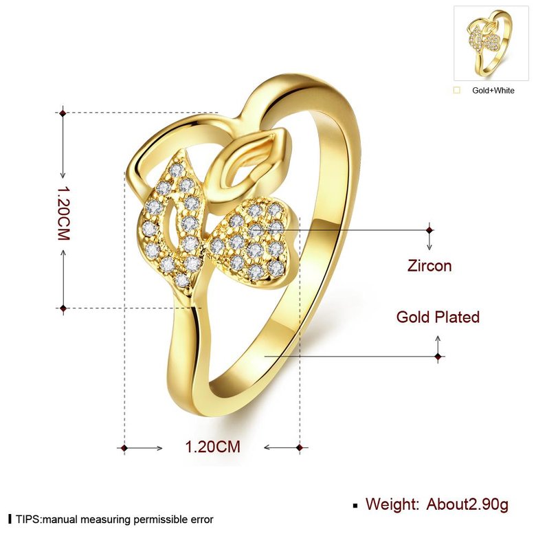 Wholesale New design 24K Gold Plant White CZ Ring Jewelry Wedding Anniversary Party  Gift TGGPR251 1