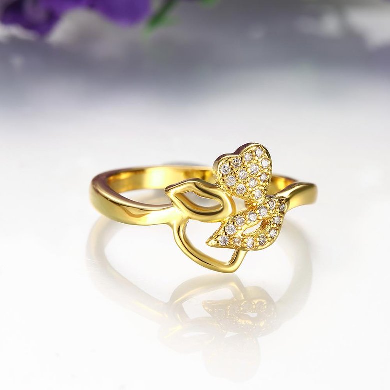 Wholesale New design 24K Gold Plant White CZ Ring Jewelry Wedding Anniversary Party  Gift TGGPR251 3