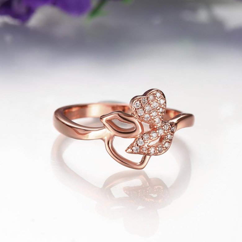Wholesale Romantic Rose Gold Geometric White CZ Ring Fine Jewelry Wedding Anniversary Party  Gift TGGPR258 2