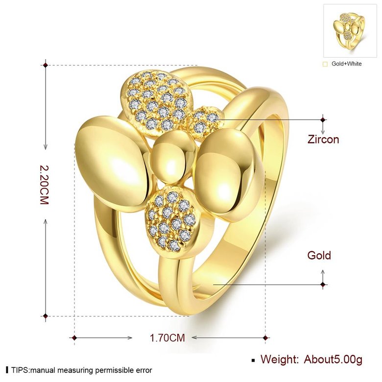 Wholesale Hot sale jewelry from China Trendy 24K Gold Heart White CZ Ring  TGGPR264 0