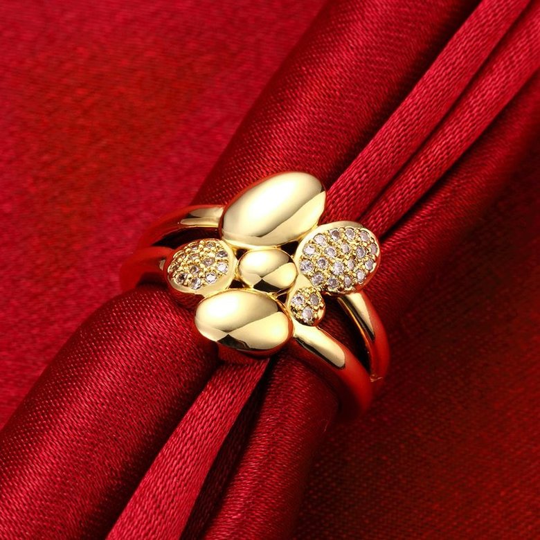 Wholesale Hot sale jewelry from China Trendy 24K Gold Heart White CZ Ring  TGGPR264 1