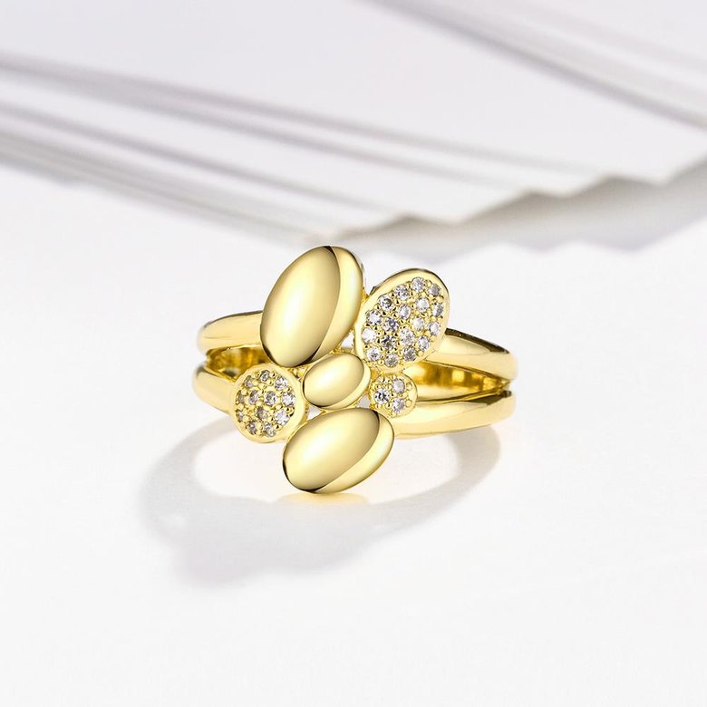 Wholesale Hot sale jewelry from China Trendy 24K Gold Heart White CZ Ring  TGGPR264 2