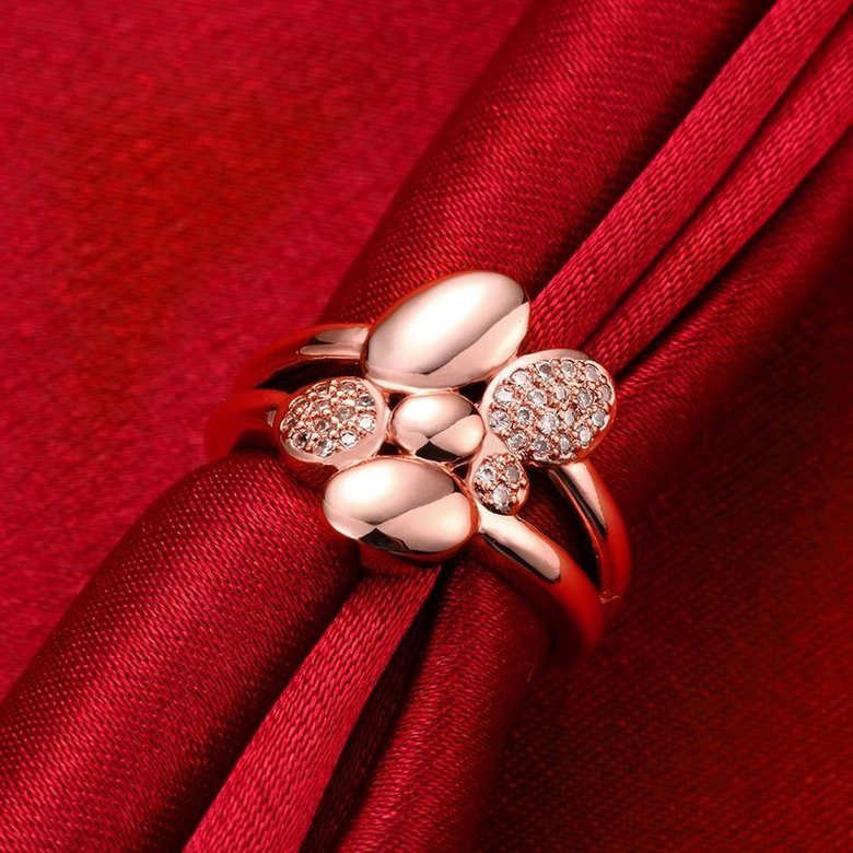 Wholesale Trendy Rose Gold Geometric White CZ Ring TGGPR271 3