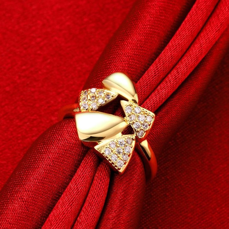 Wholesale Hot sale jewelry from China Trendy 24K Gold Heart White CZ Ring  TGGPR278 0