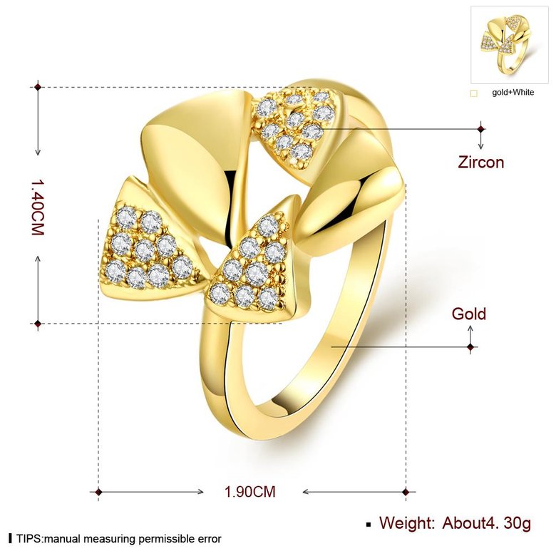 Wholesale Hot sale jewelry from China Trendy 24K Gold Heart White CZ Ring  TGGPR278 1