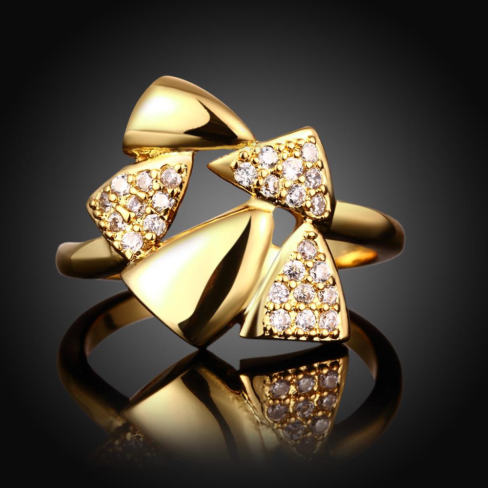 Wholesale Hot sale jewelry from China Trendy 24K Gold Heart White CZ Ring  TGGPR278 2