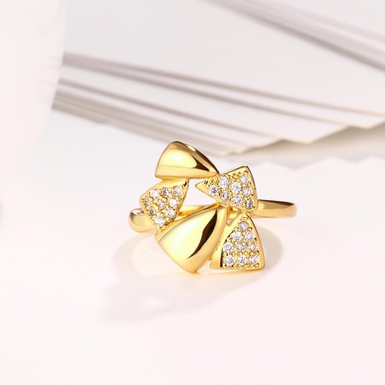 Wholesale Hot sale jewelry from China Trendy 24K Gold Heart White CZ Ring  TGGPR278 3
