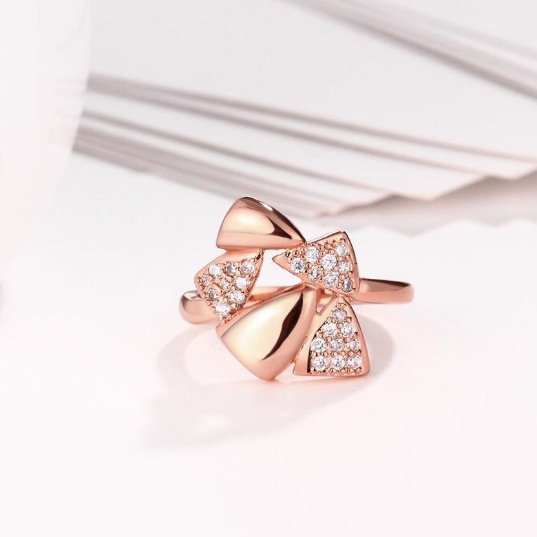 Wholesale Romantic Rose Gold Geometric White CZ Ring Fine Jewelry Wedding Anniversary Party  Gift TGGPR285 1