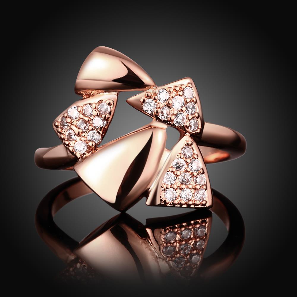 Wholesale Romantic Rose Gold Geometric White CZ Ring Fine Jewelry Wedding Anniversary Party  Gift TGGPR285 2