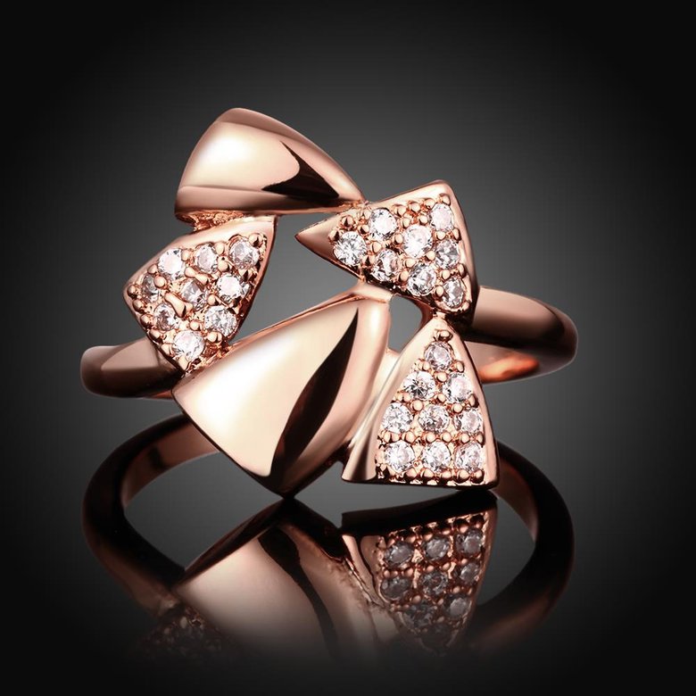 Wholesale Romantic Rose Gold Geometric White CZ Ring Fine Jewelry Wedding Anniversary Party  Gift TGGPR285 2