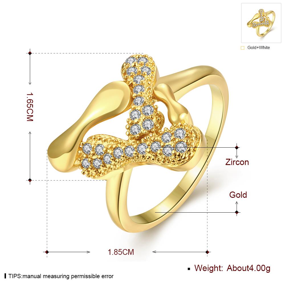 Wholesale Hot sale jewelry from China Trendy 24K Gold  White CZ Ring Fine Jewelry Wedding Anniversary Party  Gift TGGPR291 0