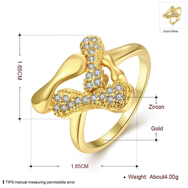 Wholesale Hot sale jewelry from China Trendy 24K Gold  White CZ Ring Fine Jewelry Wedding Anniversary Party  Gift TGGPR291 0