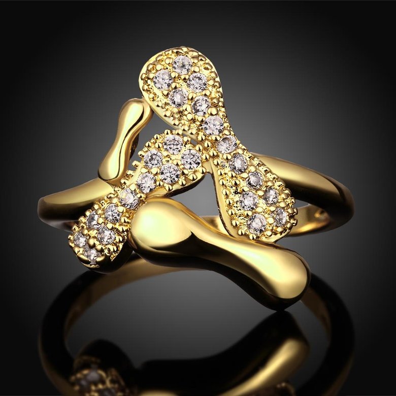 Wholesale Hot sale jewelry from China Trendy 24K Gold  White CZ Ring Fine Jewelry Wedding Anniversary Party  Gift TGGPR291 1