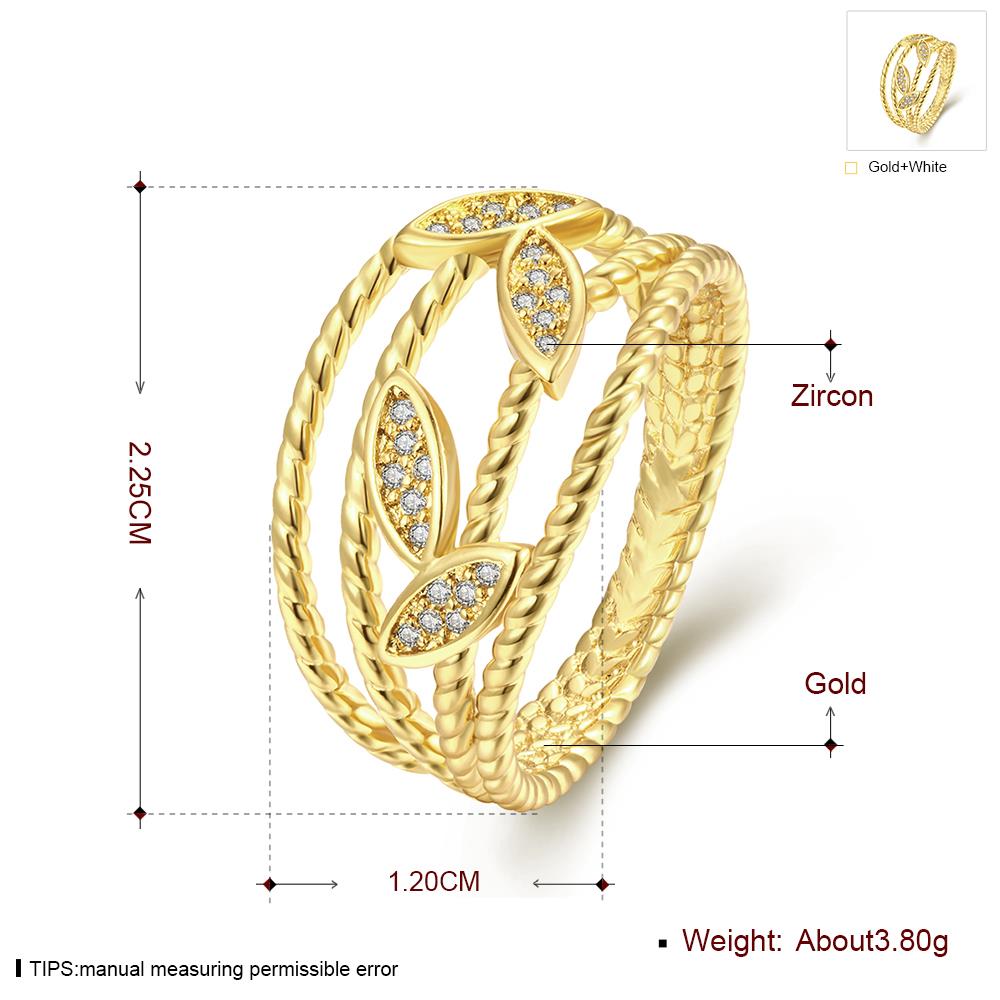 Wholesale New design 24K Gold Plant White CZ Ring Jewelry Wedding Anniversary Party  Gift TGGPR305 0