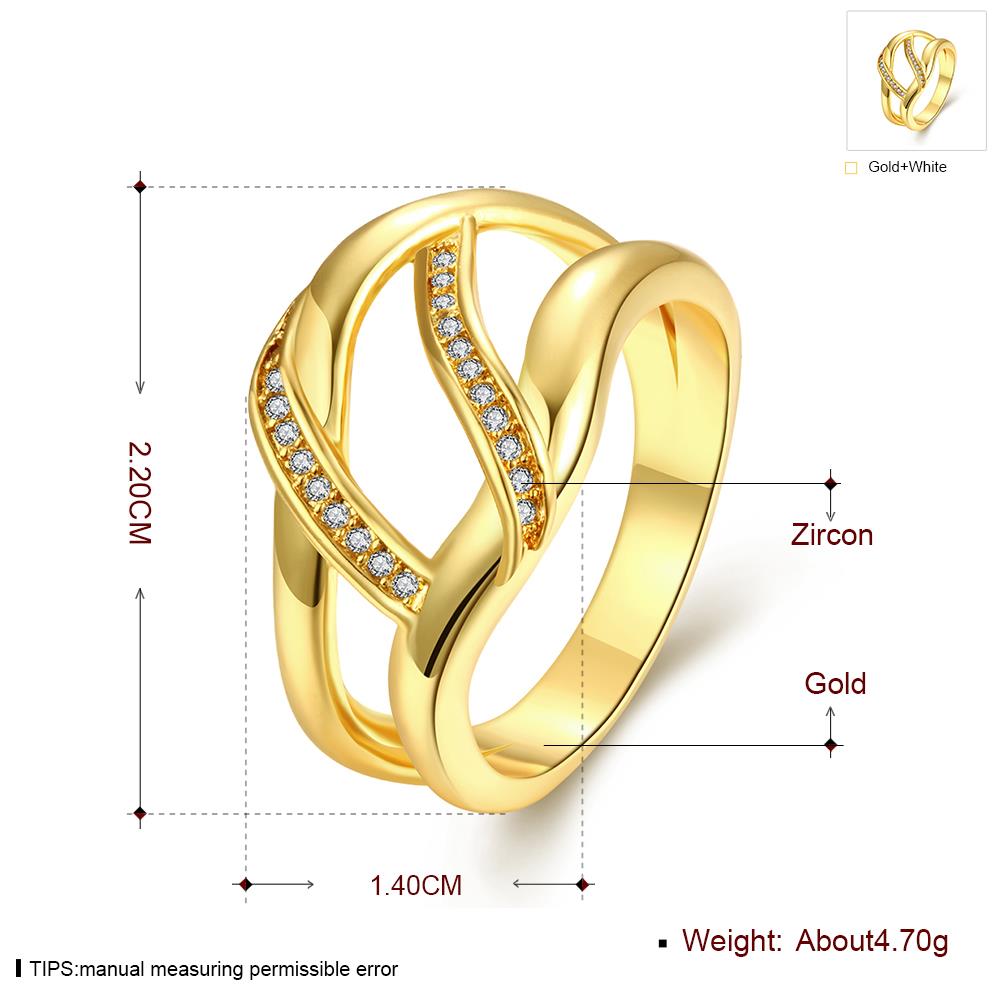 Wholesale Luxury Design  24K Gold Geometric White CZ Ring Classic wedding jewelry TGGPR321 0