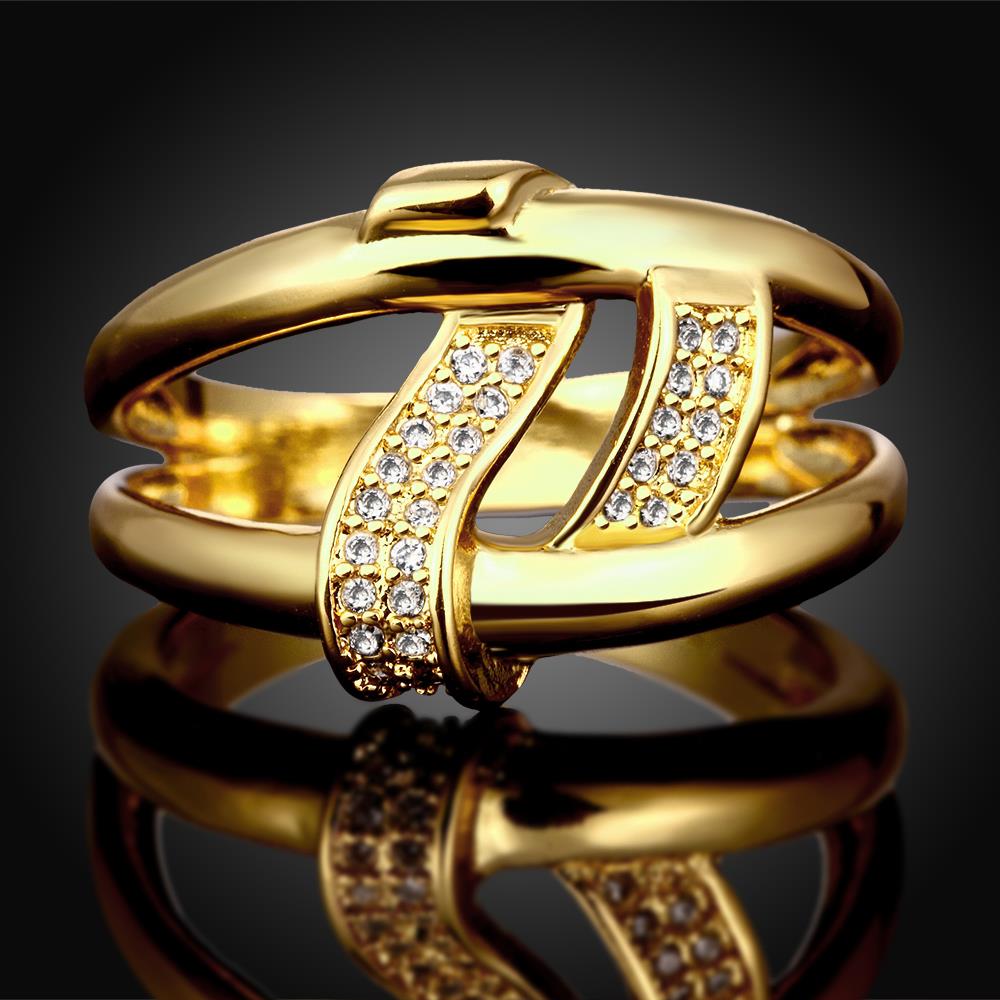 Wholesale Luxury Design  24K Gold Geometric White CZ Ring Classic wedding jewelry TGGPR321 1