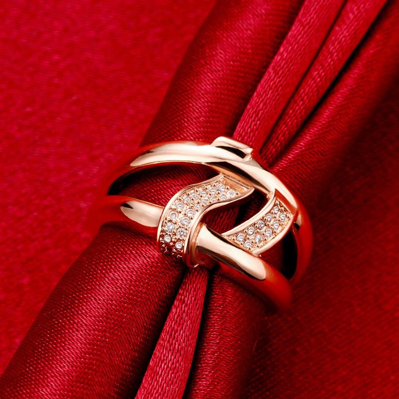 Wholesale Luxury Design  rose Gold Geometric White CZ Ring Classic wedding jewelry TGGPR328 0