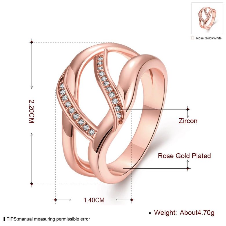 Wholesale Luxury Design  rose Gold Geometric White CZ Ring Classic wedding jewelry TGGPR328 1