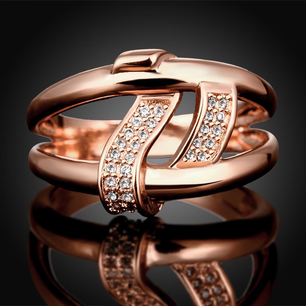Wholesale Luxury Design  rose Gold Geometric White CZ Ring Classic wedding jewelry TGGPR328 2