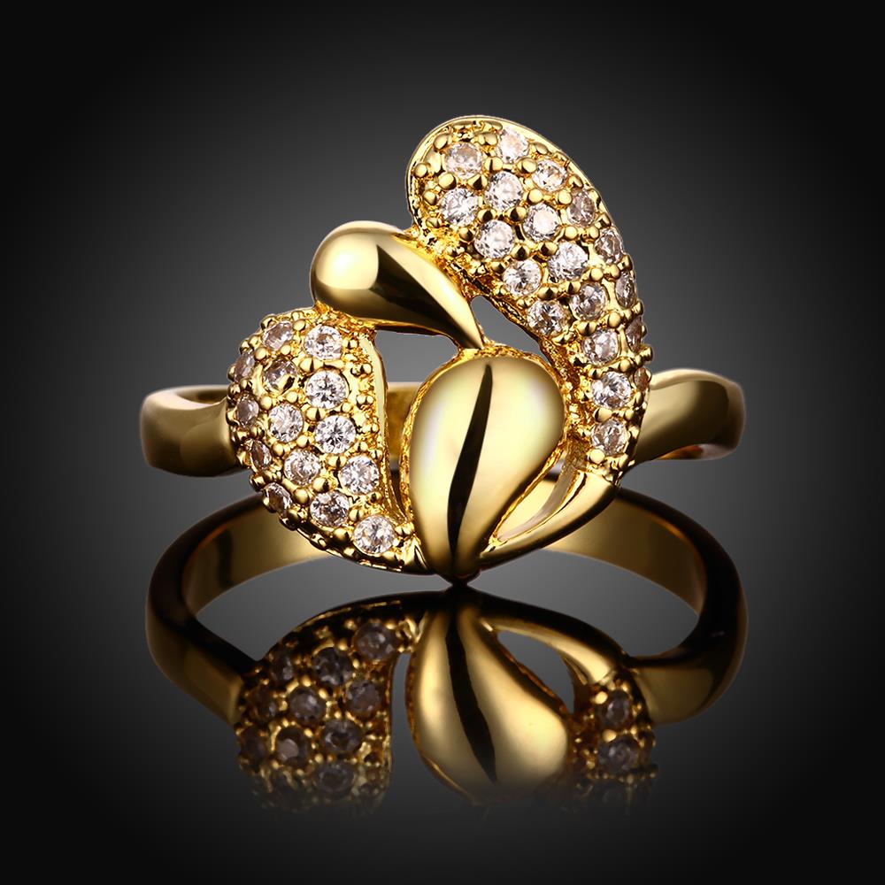 Wholesale Luxury  Design 24K gold Geometric White CZ Ring  Vintage Bridal Round Engagement Ring TGGPR335 1