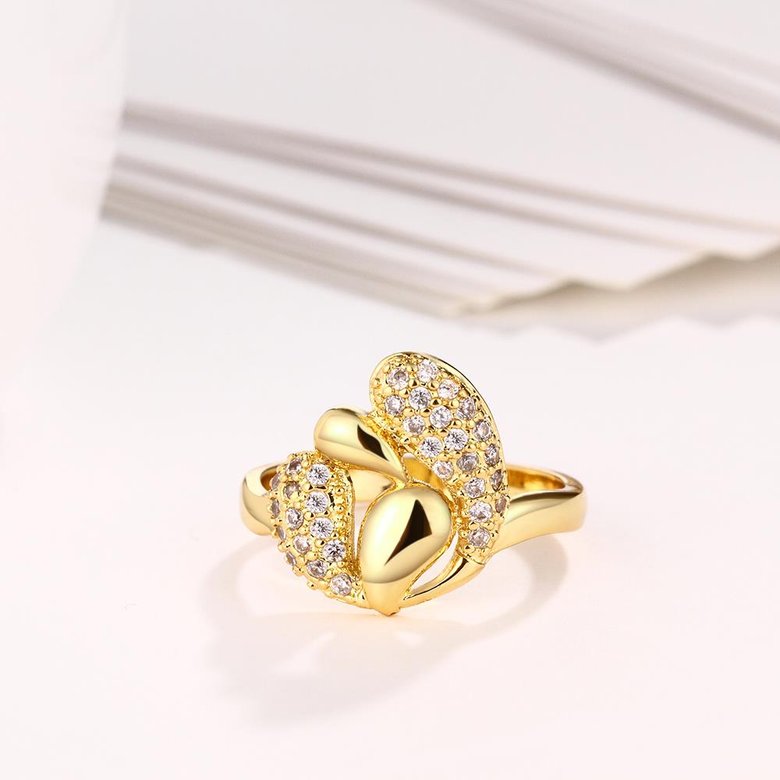 Wholesale Luxury  Design 24K gold Geometric White CZ Ring  Vintage Bridal Round Engagement Ring TGGPR335 2