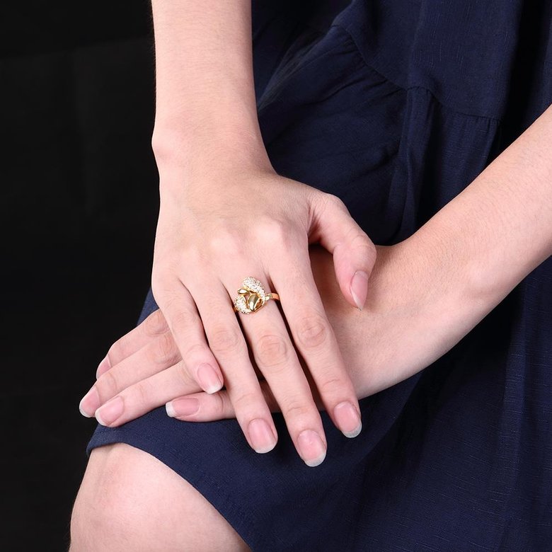 Wholesale Luxury  Design 24K gold Geometric White CZ Ring  Vintage Bridal Round Engagement Ring TGGPR335 3