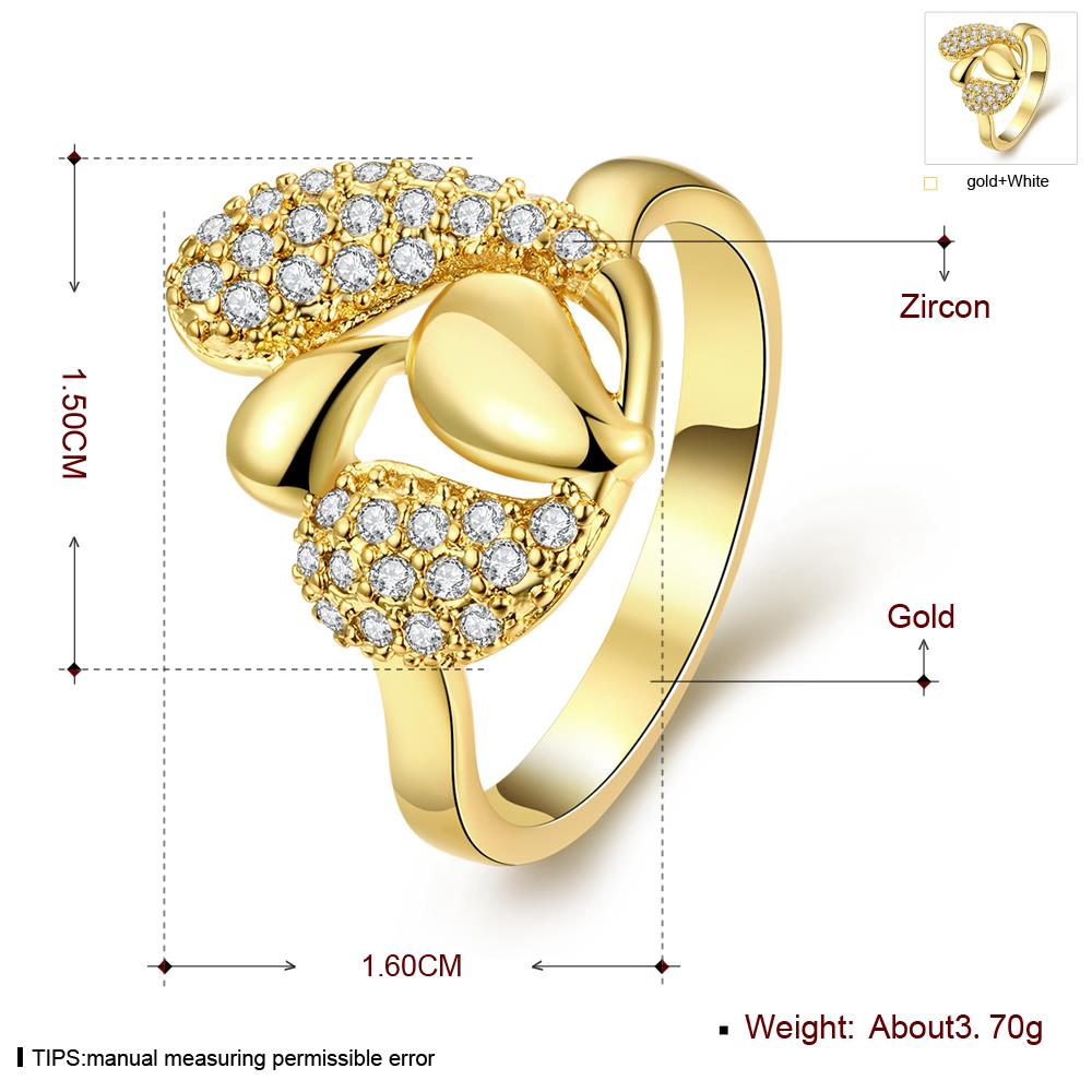 Wholesale Luxury  Design 24K gold Geometric White CZ Ring  Vintage Bridal Round Engagement Ring TGGPR335 4