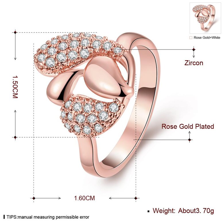 Wholesale Luxury  Design rose gold Geometric White CZ Ring  Vintage Bridal Round Engagement Ring TGGPR342 0