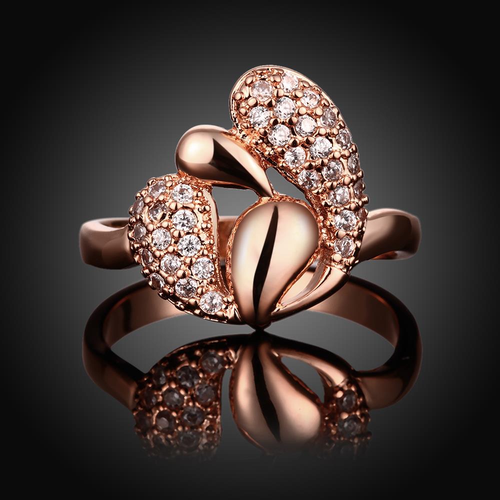Wholesale Luxury  Design rose gold Geometric White CZ Ring  Vintage Bridal Round Engagement Ring TGGPR342 1