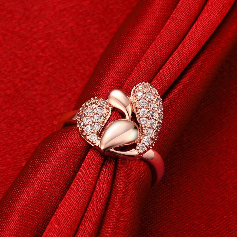 Wholesale Luxury  Design rose gold Geometric White CZ Ring  Vintage Bridal Round Engagement Ring TGGPR342 2