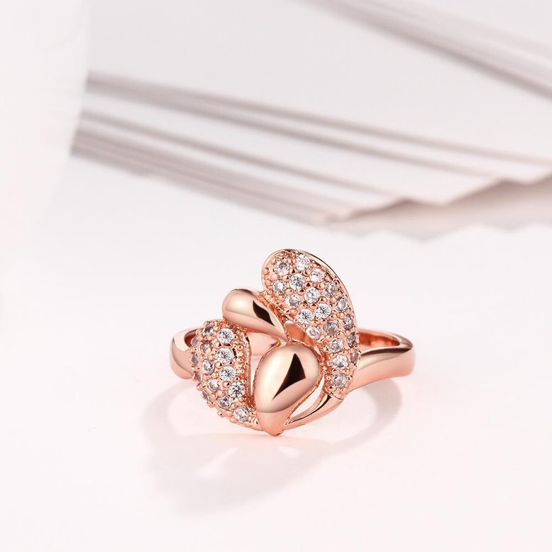Wholesale Luxury  Design rose gold Geometric White CZ Ring  Vintage Bridal Round Engagement Ring TGGPR342 3