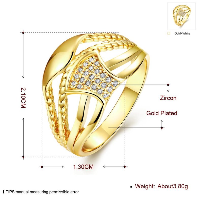 Wholesale Luxury  Design 24K gold Geometric White CZ Ring  Vintage Bridal Round Engagement Ring TGGPR349 0