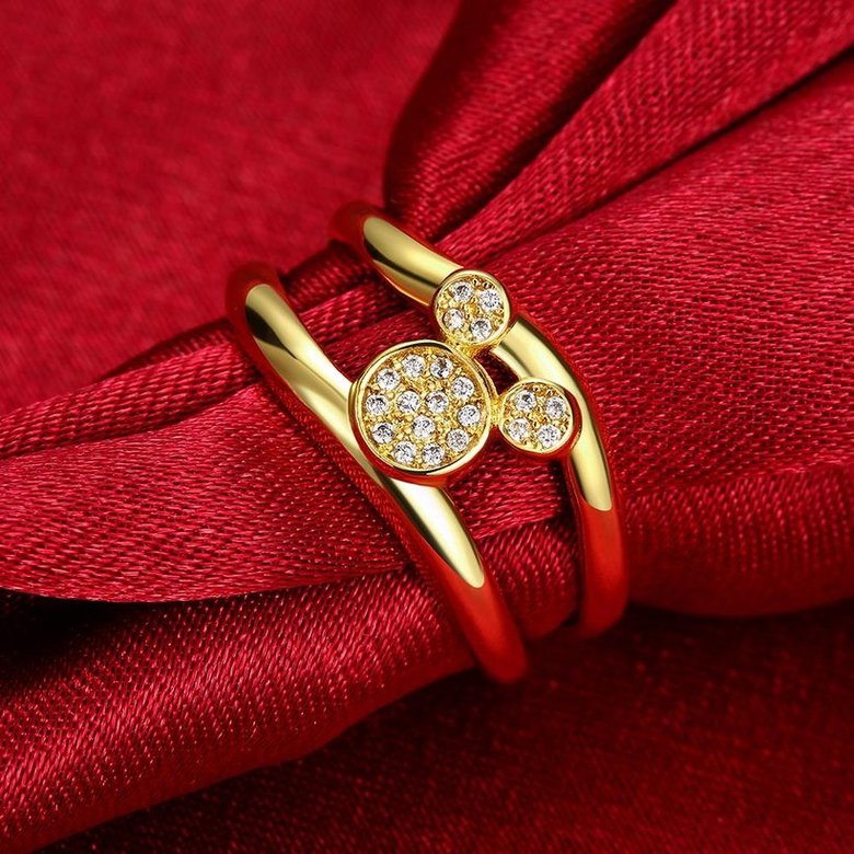 Wholesale Classic Trendy Design 24K gold Geometric White CZ Ring  Vintage Bridal ring Engagement ring jewelry TGGPR363 4