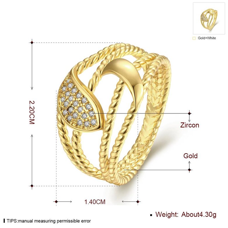 Wholesale Classic Trendy Design 24K gold Geometric White CZ Ring  Vintage Bridal ring Engagement ring jewelry TGGPR377 0