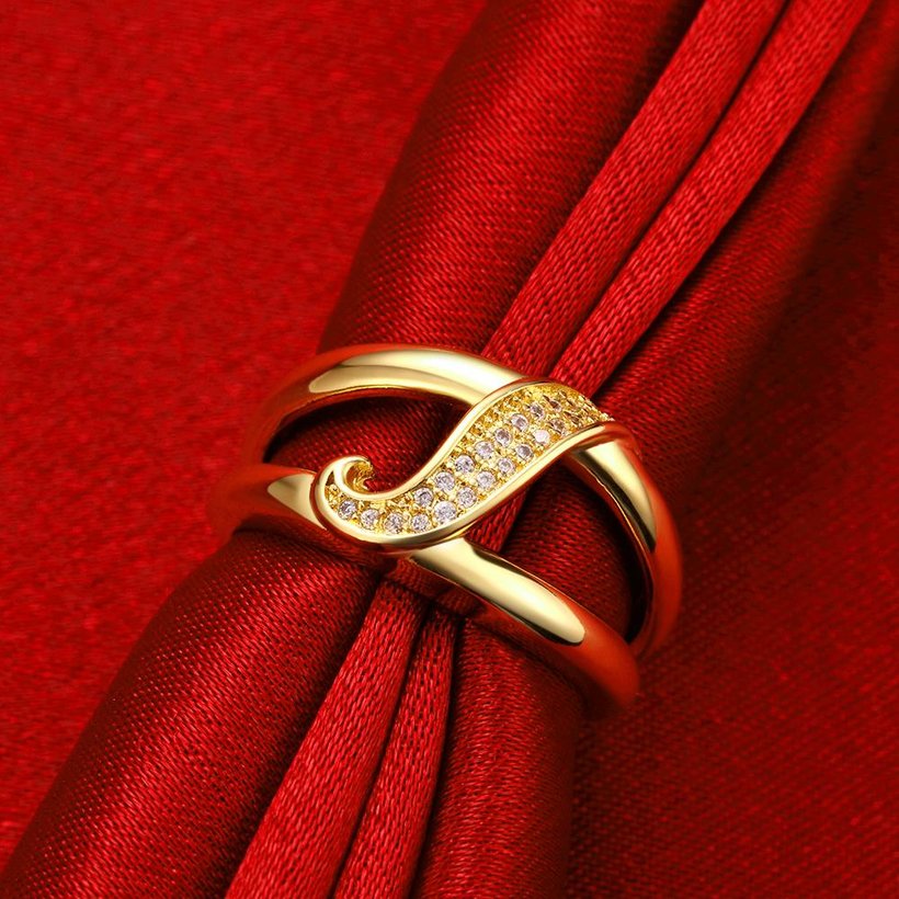 Wholesale Classic Trendy Design 24K gold Geometric White CZ Ring  Vintage Bridal ring Engagement ring jewelry TGGPR390 0