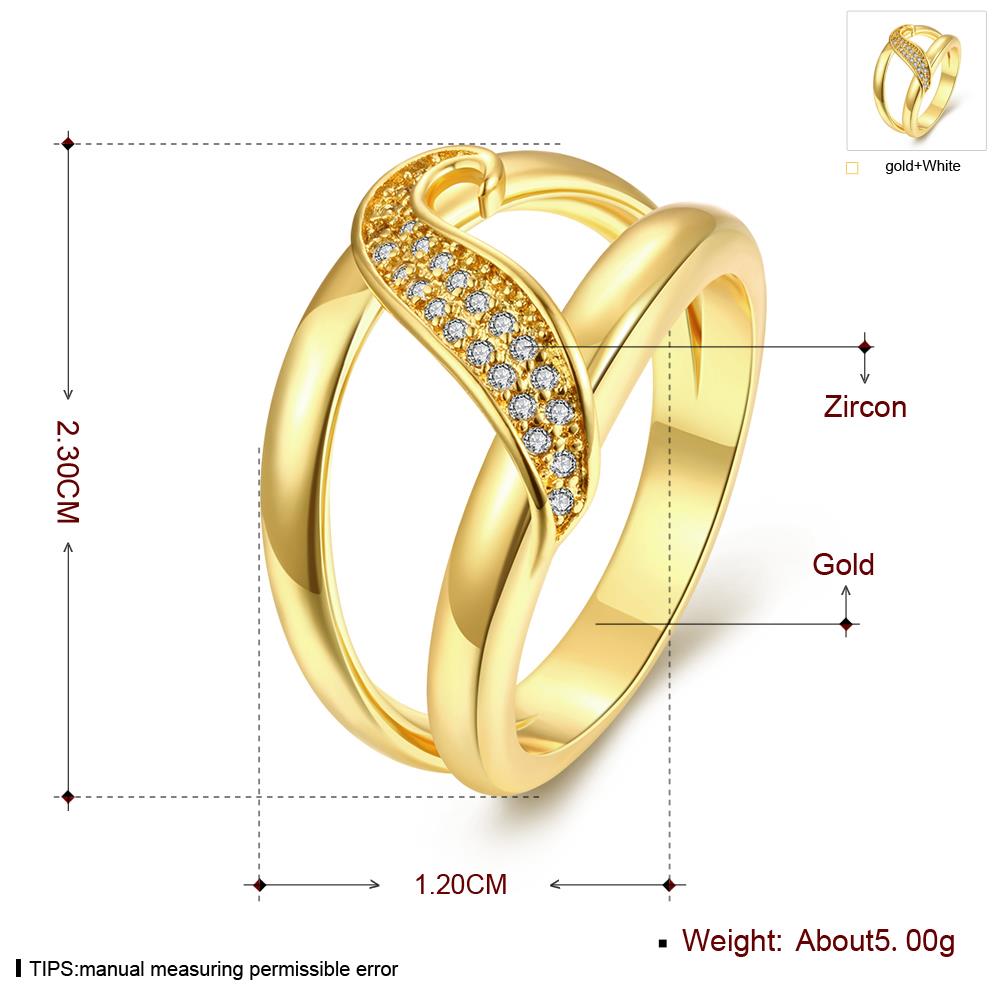 Wholesale Classic Trendy Design 24K gold Geometric White CZ Ring  Vintage Bridal ring Engagement ring jewelry TGGPR390 3