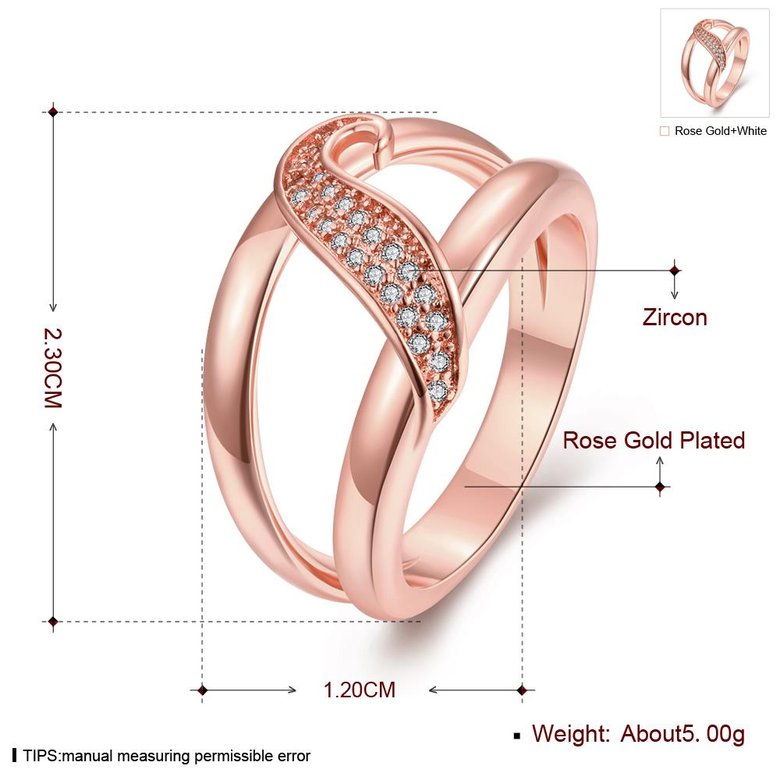 Wholesale Romantic Rose Gold Plant White CZ Ring TGGPR395 0