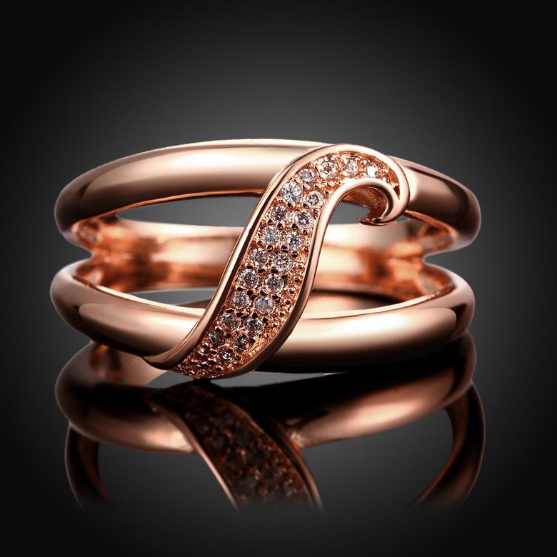 Wholesale Romantic Rose Gold Plant White CZ Ring TGGPR395 1