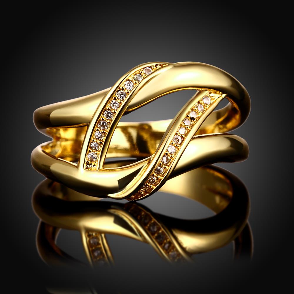 Wholesale Classic Bohemia style Design 24K gold Geometric White CZ Ring  Vintage Bridal ring Engagement ring jewelry TGGPR401 0