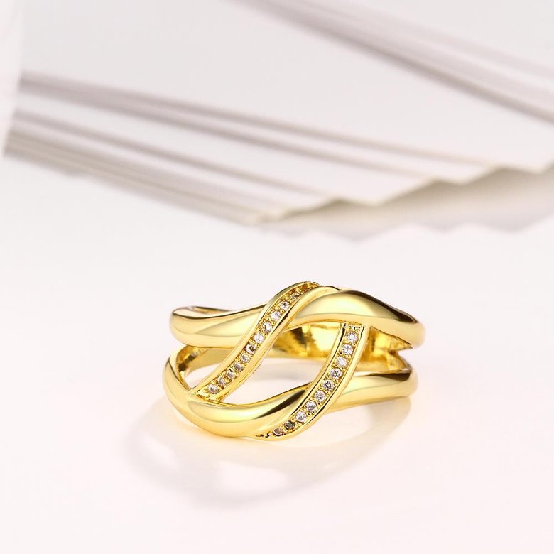 Wholesale Classic Bohemia style Design 24K gold Geometric White CZ Ring  Vintage Bridal ring Engagement ring jewelry TGGPR401 1