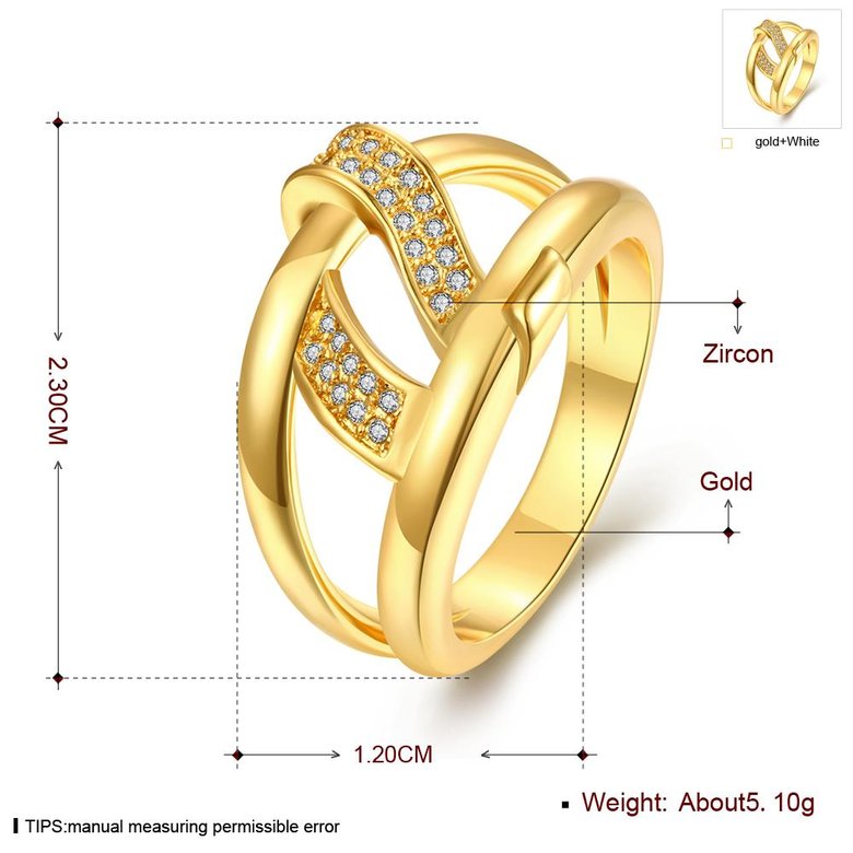 Wholesale Classic Bohemia style Design 24K gold Geometric White CZ Ring  Vintage Bridal ring Engagement ring jewelry TGGPR401 2