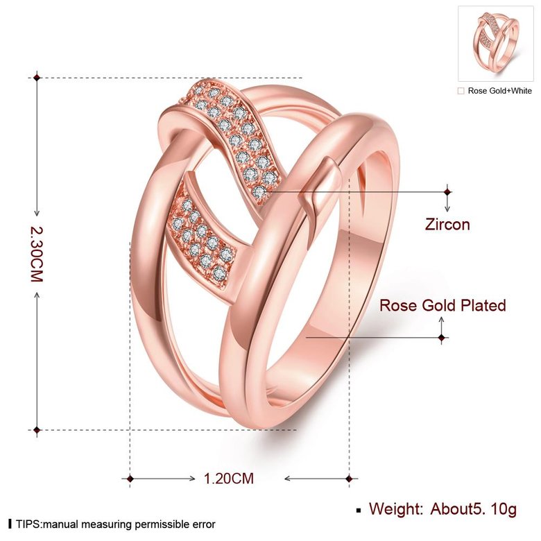 Wholesale Bohemia Rose Gold Geometric White CZ Ring TGGPR406 0