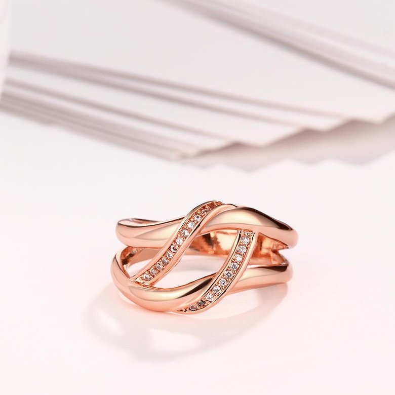 Wholesale Bohemia Rose Gold Geometric White CZ Ring TGGPR406 3